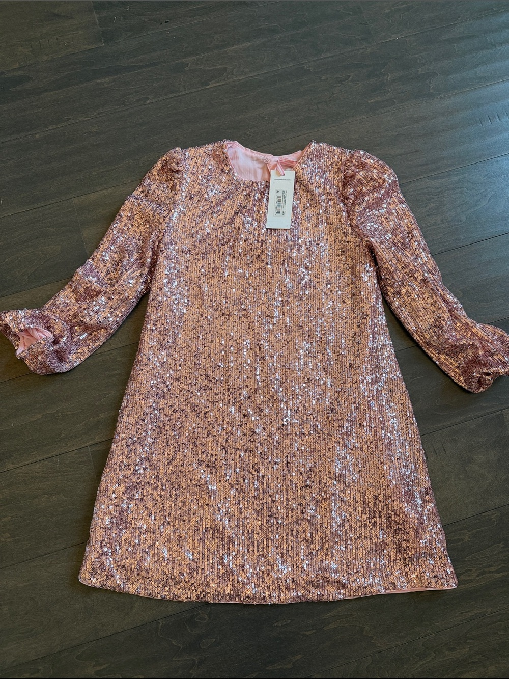 Vineyard Vines Rose Gold Sequin Long-Sleeve Dress